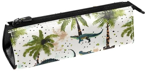 WOSHJIUK Federmäppchen,kleines Federmäppchen,Punktpalme und Krokodil,Stiftetui