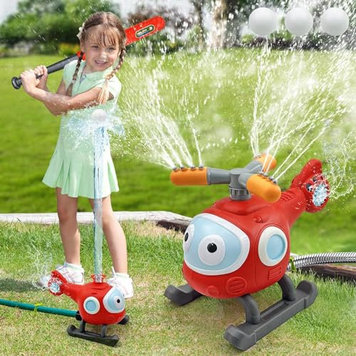 Juegos de Agua para niños Exterior 2 en 1,360°Giratorio Aspersor para Niños,Juguete de Agua para Verano,Juguetes de Agua para Niños 3-12 Años, Juguete de Spray Agua de Patio Trasero(avión)