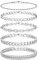 Adramata 5 Stücke Armband Herren Edelstahl-Armbänder für Herren Silber, Herren Hip Hop Armband Panzerkette, Schwer Glieder Cuban Link Armband, Herrenschmuck Geschenke, 19/21/23 CM,21