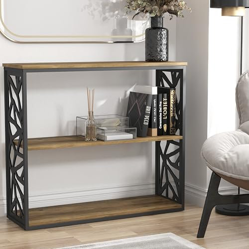 Galano Candence Bookcase – 2-Tier Large Metal Bookcase with Shelves – Modern Display & Storage Unit for Office or Living Room