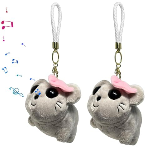 Generisch Sad Hamster Plüschtier, 2 Stück Trauriger Hamster Plüsch mit Schlüsselband, Niedlicher Hamster Kuscheltier Schlüsselanhänger mit Sound, Sad Hamster Meme Tierplüschpuppe Anhänger