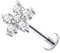 Besyvvin 925 Sterling Silber Lippenpiercing Helix Tragus Knorpel Stecker 6mm Blume Stein Piercing Lippe Stud Damen