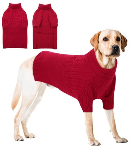 CITÉTOILE Hundepullover Rollkragen Strickpullover für Große Hunde XL | Warmer Hunde Pullover, Hundepulli für Kleine Mittle Große Hunde, Geeignet für Herbst-Winter-Spaziergänge, Reisen