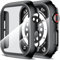 LK 2 Pack Hard Case for Apple Watch SE/Series 6/5/4 44mm, Built-in 9H Tempered Glass Screen Protector, Overall Protective Cover, HD Clear High Sensitivity, Protector Cover for iWatch SE/6/5/4 44mm