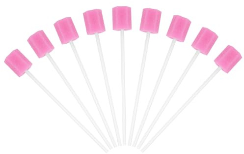 ACWOO 100 Piezas Hisopos Dental, Esponja de Limpieza de Dientes, Hisopos Orales Desechables, Diente Limpieza Hisopos, Esponjas de Boca, Hisopos de Boca, Bucal Esponja de Esponja (Rosa Hexágono)