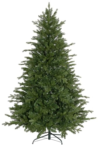 HOMCOM Albero di Natale 180 cm Artificiale in Plastica e Base in Metallo Pieghevole, Albero di Natale Finto con 1821 Rami Ignifughi, Facile da Montare, Ø117x180 cm, Verde