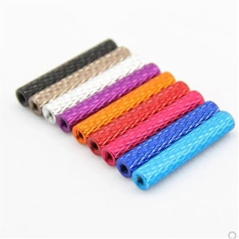 Generisch 10 Stück/ M3 m3x6/8/10/12/15/18/20/25/28/30/35/37/40/45/50 bunte gerändelte Abstandshalter aus Aluminium(Black,M3X6)