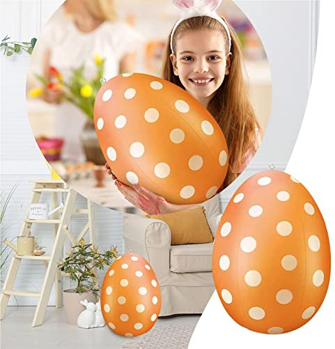 40 cm Osterei Ei | Riesige Plastikeier Deko | Osterdeko in schönen leuchtenden Farben | Ostereier zum Aufhängen | Ornament für Osterkörbchen Frühlingsdeko,Ostern Geschenke Kinder (Orange)