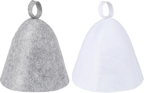 XTUDOU® Set di 4 cappelli per sauna e sauna, in feltro, da uomo, per sauna, bagno, spa (bianco/grigio)