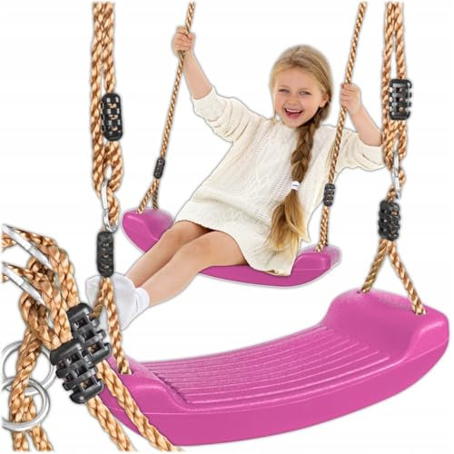 KRUMAD Kinderschaukel Outdoor & Indoor, Ergonomische Schaukel Kinder, Höhenverstellbaren Seilen 115–190 cm, Belastbar bis 35 kg, Wetterfest Gartenschaukel Kinder (Rosa)