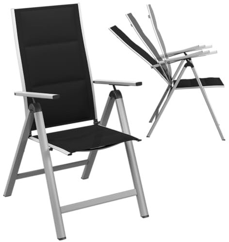 STEELSØN Gartenstuhl klappbar 1er-Set Alaris, Hochlehner mit Armlehne Komfort Aluminium Campingstuhl, 6-Fach verstellbare Rückenlehne, Silber