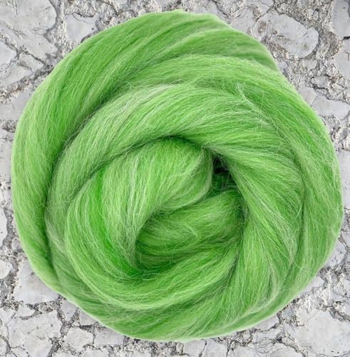 Spinnfasern Kammzug Merino Alpaka, Spinnband grün, Märchenwolle, Filzwolle, Wolle zum spinnen, filzen, weben, 50g (Dolomites Green)
