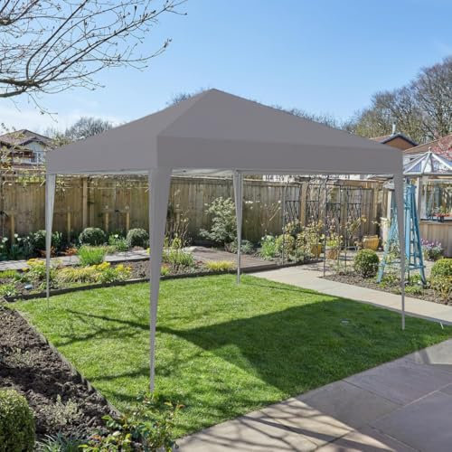 Home Source Pop Up Gazebo 2x2m Outdoor Garden Marquee Tent Waterproof Adjustable Height UV Protection Easy Up Grey With Carry Bag