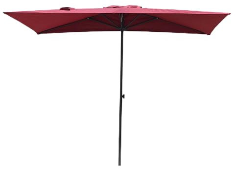 250 cm Sonnenschirm Halbrund, Balkon Schirm Höhenverstellbar, Marktschirm Mit 5 Regenschirmrippen, Gartenschirm UV-Schutz 80+(Red)