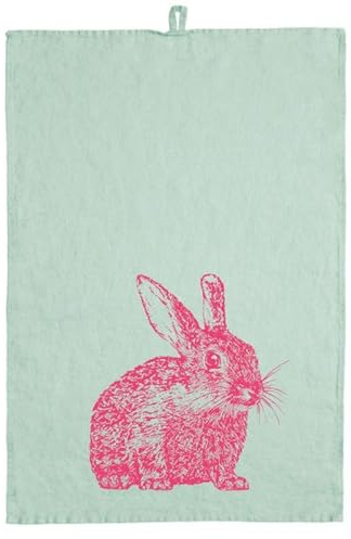 Frohstoff Geschirrtuch Leinen Minze - Wildkaninchen, neonpink
