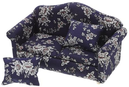 Milisten Miniatur Sofa Für Puppenhaus Mit Blumenmuster Couch Für Wohnzimmermöbel Dekorative Miniaturmöbel Mit Kissen Für Kreative Spielwelten
