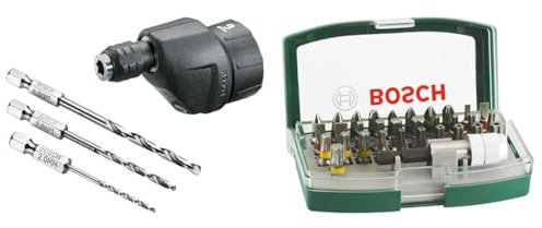 Bosch 1600A00B9P Ixo Drill Adapter, Green + 32pc. Screwdriver Bit Set (PH-, PZ-, Hex-, T-, TH-, S-Bit, Accessories Drill and Screwdriver)