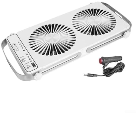 Portable RV Roof Window Fan With Double Row Design Multi Speed Control Ventilation Cooling System For Camper Trailer Mobile Home With Expandable Length 37.5-58.9cm Including 3 Meters DC Cable(White)