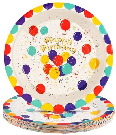 20 PCS Happy Birthday Paper Plates 7 Inch Dessert Plates Disposable,Balloon
