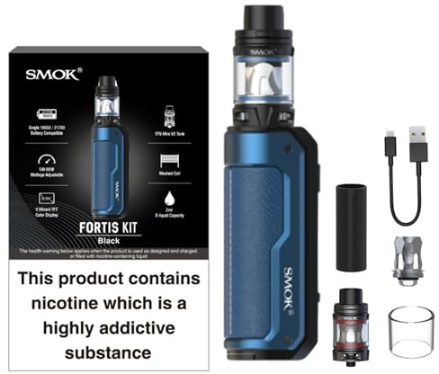 SMOK Fortis 80W Vape Kit TFV-Mini V2 Tank (2 ml, Red) – Powerful Sub-Ohm Device, Battery Not Included, Authentic SMOK E-Cigarette Starter Kit, No Nicotine (Blue)