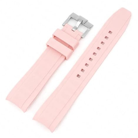 WTNZBAEM Bracelet de montre universel en caoutchouc et silicone (18, 19, 20, 21, 22 mm) avec extrémités incurvées, compatible Seiko, Citizen, Rolex, Water Ghost, Omega Moonswatch(Pink,22mm)