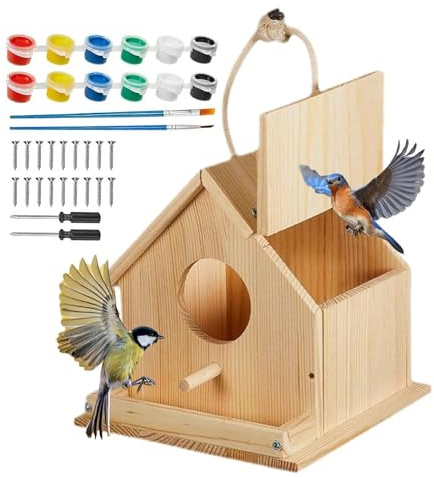 DIY Vogelhaus Kit, kleine Größe Holzhaus Bastelsets für Kinder, Holzkunst, Holzmalerei Kits Geschenk für Urlaub Geburtstag Ostern Halloween Weihnachten