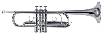 Roy Benson C-Trompete TR-402CS (vielseitige Trompete, mit umschaltbarer Stimmung von C auf Bb, inklusive praktischem Rucksack-Rechtecketui), versilbert