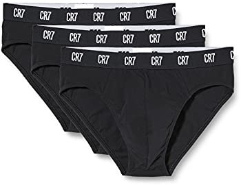 CR7 Cristiano Ronaldo Baumwoll-Badehose für Herren, Packung mit 3, Schwarz, 2XL