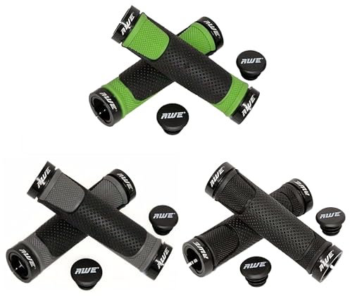 AWE® AWEGrip™ Alloy BMX MTB Bicycle Handlebar Locking Grips (Black/Green)