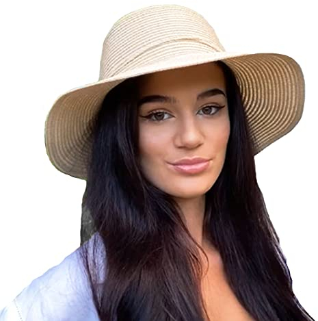 TOSKATOK® Sombrero Panama Paja Mujer de Verano de ala Ancha Sombrero de Playa Plegable Gorro del Sol