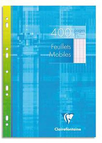 Lot de 10 Feuillets mobiles, Format 21 x 29,7 cm, 400 pages, grands carreaux blancs, 90g - Sous étuis carton -