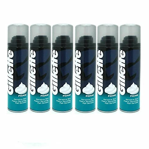 Gillette Classic Sensitive Skin Men's Shaving Foam, 200 ml, Pack of 6