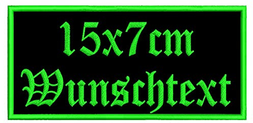Rechteckiger Aufnäher Rec1 für deinen Wunschtext - viele Farben und Größen (15x7cm) - personalisiert
