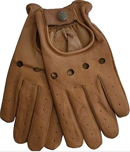 German Wear Herren Driving Autofahrer-Handschuhe Lederhandschuh in braun M