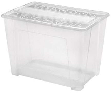 Heidrun 4 x Tex-Box mit Deckel + Klickverschluss - 70 Liter - 57 x 38 x 40,5 cm - transparent