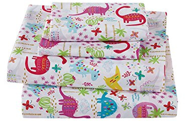 Linen Plus Sheet Set for Girls Dinosaur Pink White Red Purple Yellow Dinosaurs Jurassic Flat Sheet Fitted Sheet and Pillow Case Twin Size New