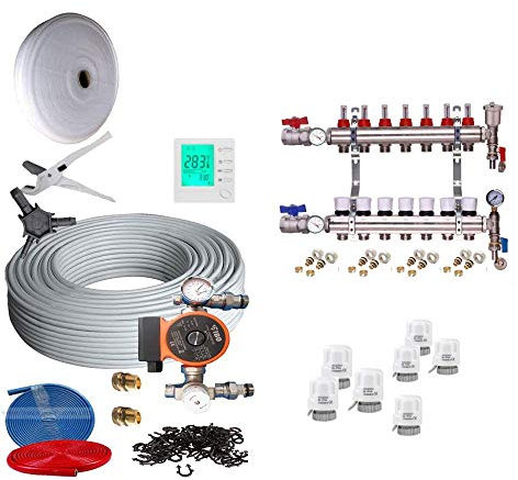 Underfloor Heating Multi Zone/Room KIT - Water Wet 5 Layers Pipe (40-50 Sqm)