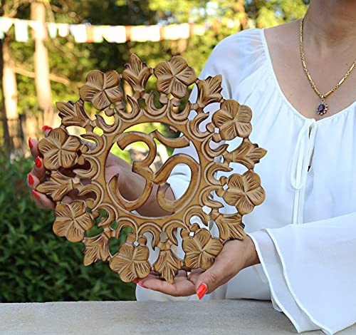 Dharmaobjects Wanddekoration, Om, handgefertigt, Holz Om Natural