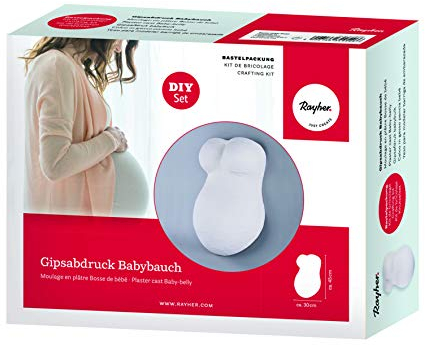 Rayher 34440000 Kit empreinte grossesse - ventre de bébé, 1X kit, moulage plâtre, empreinte 3D, cadeau, souvenir, Blanc
