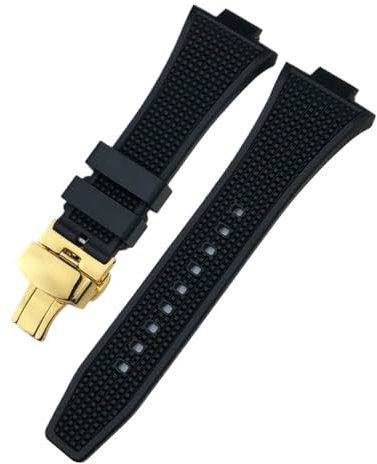 BAIMAJIZ Konvexes Uhrenarmband 12 mm, kompatibel mit der Tissot 1853 PRX-Serie, kompatibel mit T137407 T137-Band, schwarz, weiß, orange, blau, Sport-Uhrenarmband(Black golden)