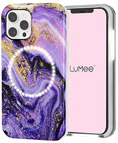 Case-Mate LuMee Halo Light Up Selfie Case for iPhone 12 Pro Max (5G) - Front & Rear Illumination - 6.7 Inch - Purple Marble