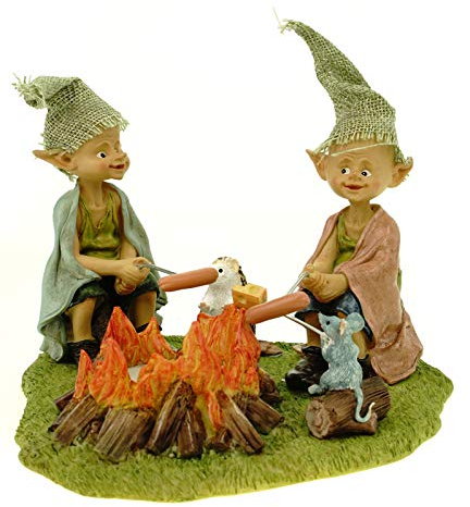Grillabend Pixie Teelichthalter Pixies Grillen mit Igel und Maus 19 cm Figur Kobold Fee Fabelwesen