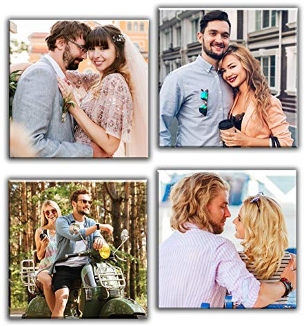 LaboratorioRadice Quadro personalizzato con 4 foto su tela Set Asso cm. 60x60 diviso su 4 pannelli in legno - Idea Regalo Dimensione cm. 60x60 personal