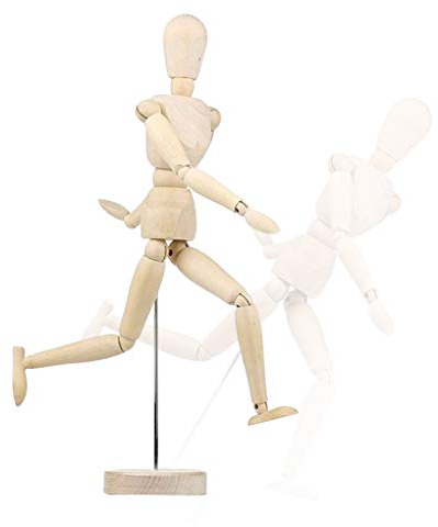 Gliederpuppe aus Holz Modell Puppe mit Ständer Zeichenpuppe Holzfigur Künstlerpuppe Biegepuppe zum Zeichnen Basteln Skizzieren Unterrichten bewegliche Modellpuppe Künstler 20 cm Hoch Dekoration Unisex