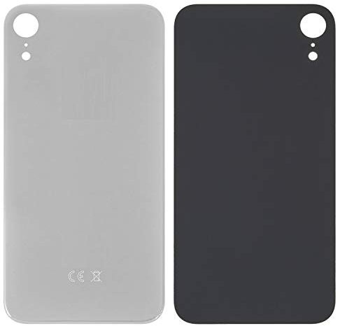 Coque arrière de rechange pour batterie compatible avec iPhone XR (blanc, pas besoin de retirer le verre de l'appareil photo, grand trou)