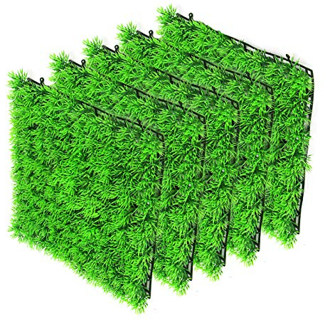 Haokaini 5pcs Aquarium Fake Grass Mat Fish Tank Artificial Turf Aquatic Grass Plastic Lawn Underwater Green Grass Landscape Fish Tank Plants Decoration 9.8Inch