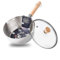 Nostick Stainless Steel Saucepan Milk Sauce Pan, Traditional Japanese Yukihira Pot, Hammered Saucepan with Glass Lid and Solid Wood Handle(Silver),18cm/7in
