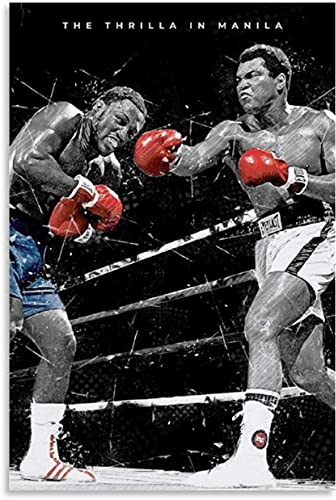Iooie Poster Und Gedruckte Muhammad Ali Joe Frazier und Bild für Raumdekoration Leinwand Malerei Wandkunst Bilder 23.6x35.4(60x90cm) Kein Rahmen