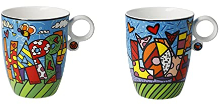 2er Set Romero Britto Künstlerbecher, Tassen LOVE + HAPPY für 350ml Goebel