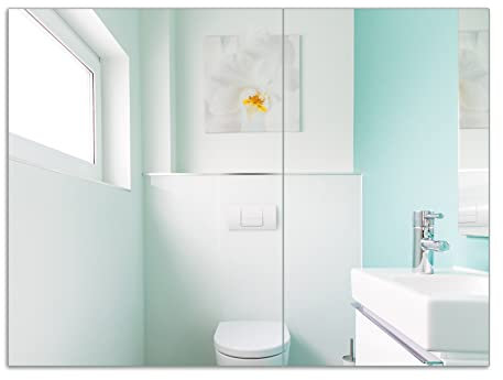 Wallario Herdabdeckplatte/Spritzschutz aus Glas, 2-teilig, 70x52cm mit 8 mm hohen Füßen, für Ceran- und Induktionsherde, Badezimmer Gästetoilette Innenansicht - WC und Waschbecken